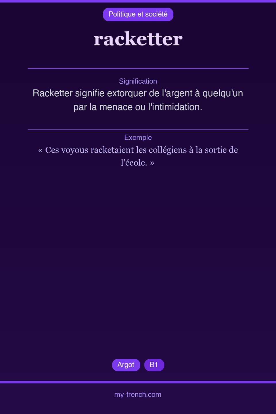 racketter : que veut dire cette expression ?