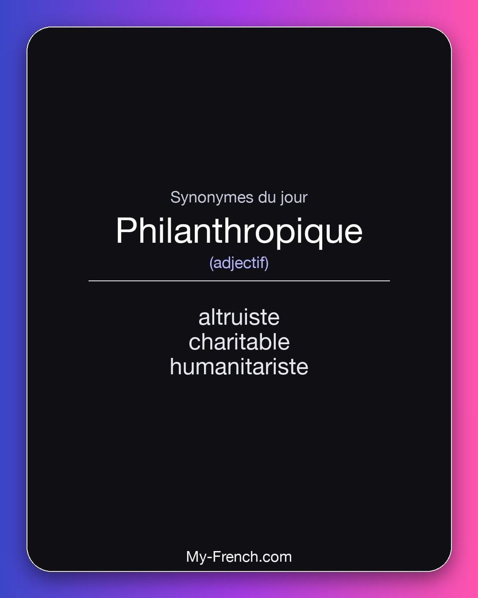 Synonymes de « philanthropique »