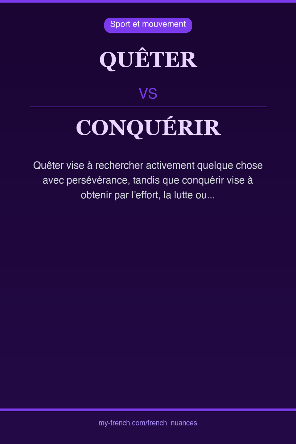 quêter vs conquérir : quelle nuance ?