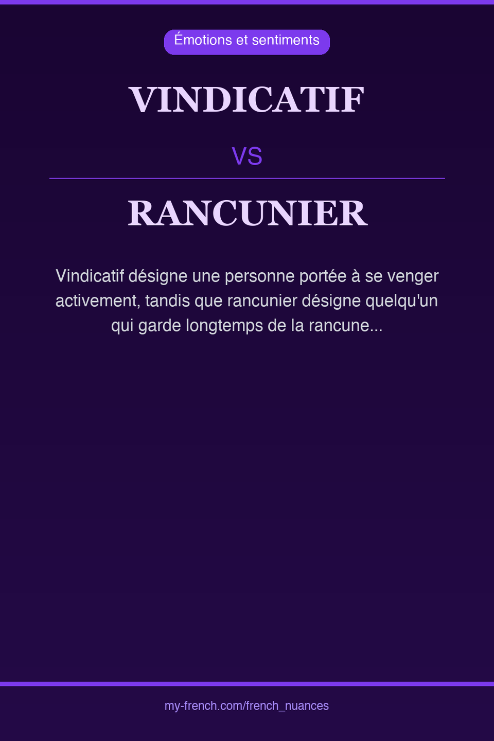 vindicatif vs rancunier : quelle nuance ?