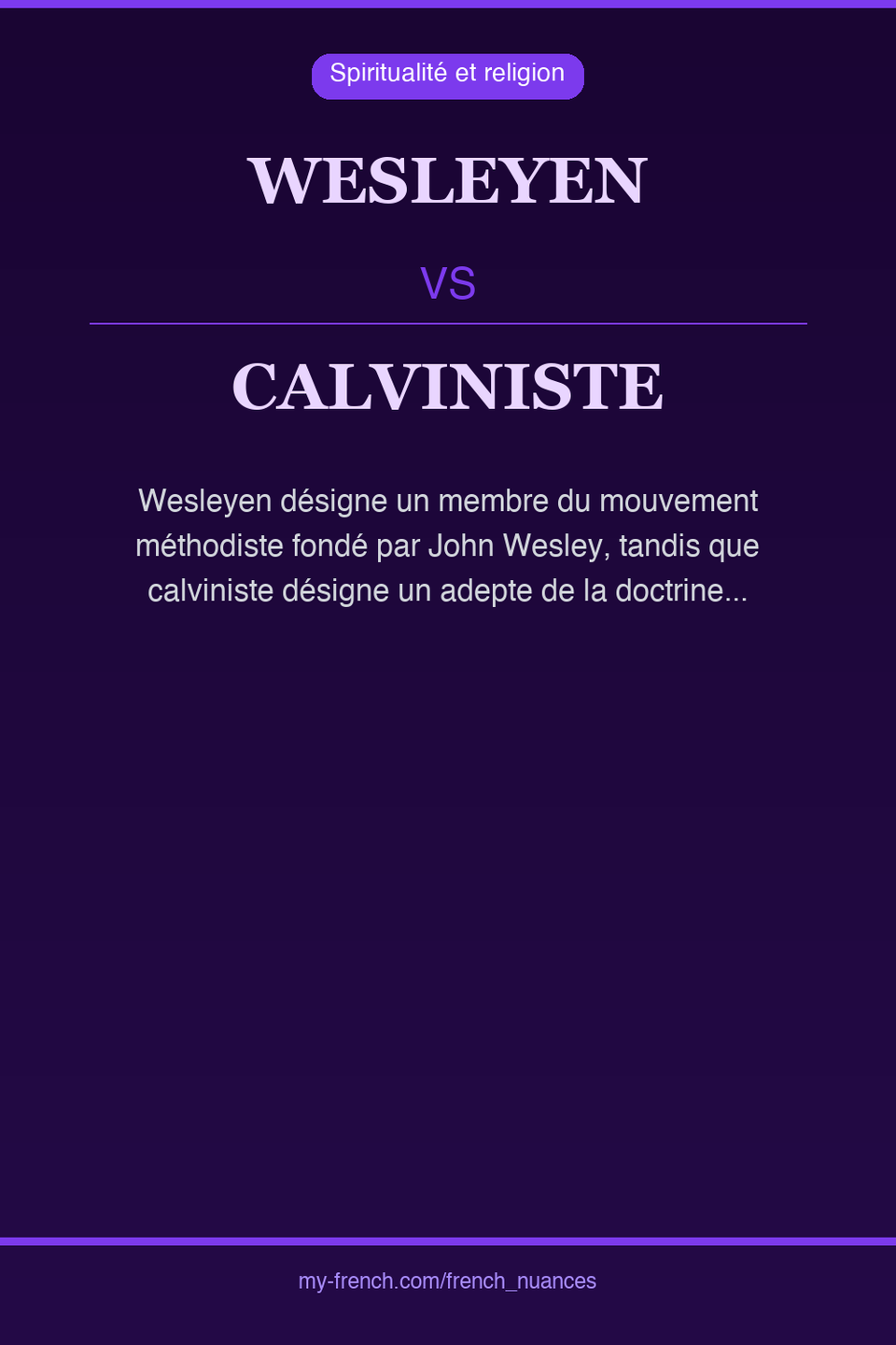 wesleyen vs calviniste : quelle nuance ?