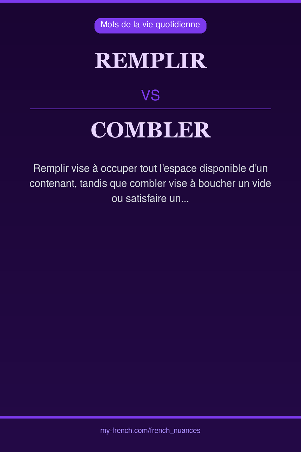 remplir vs combler : quelle nuance ?