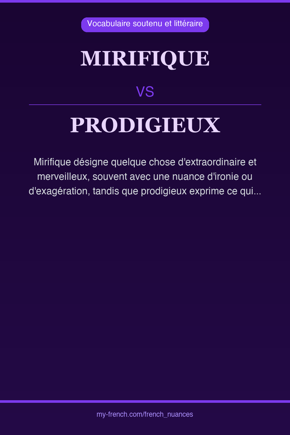 mirifique vs prodigieux : quelle nuance ?