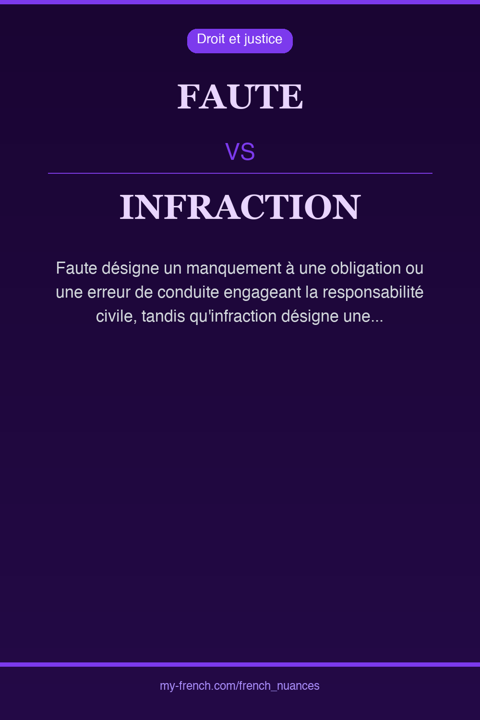 faute vs infraction : quelle nuance ?