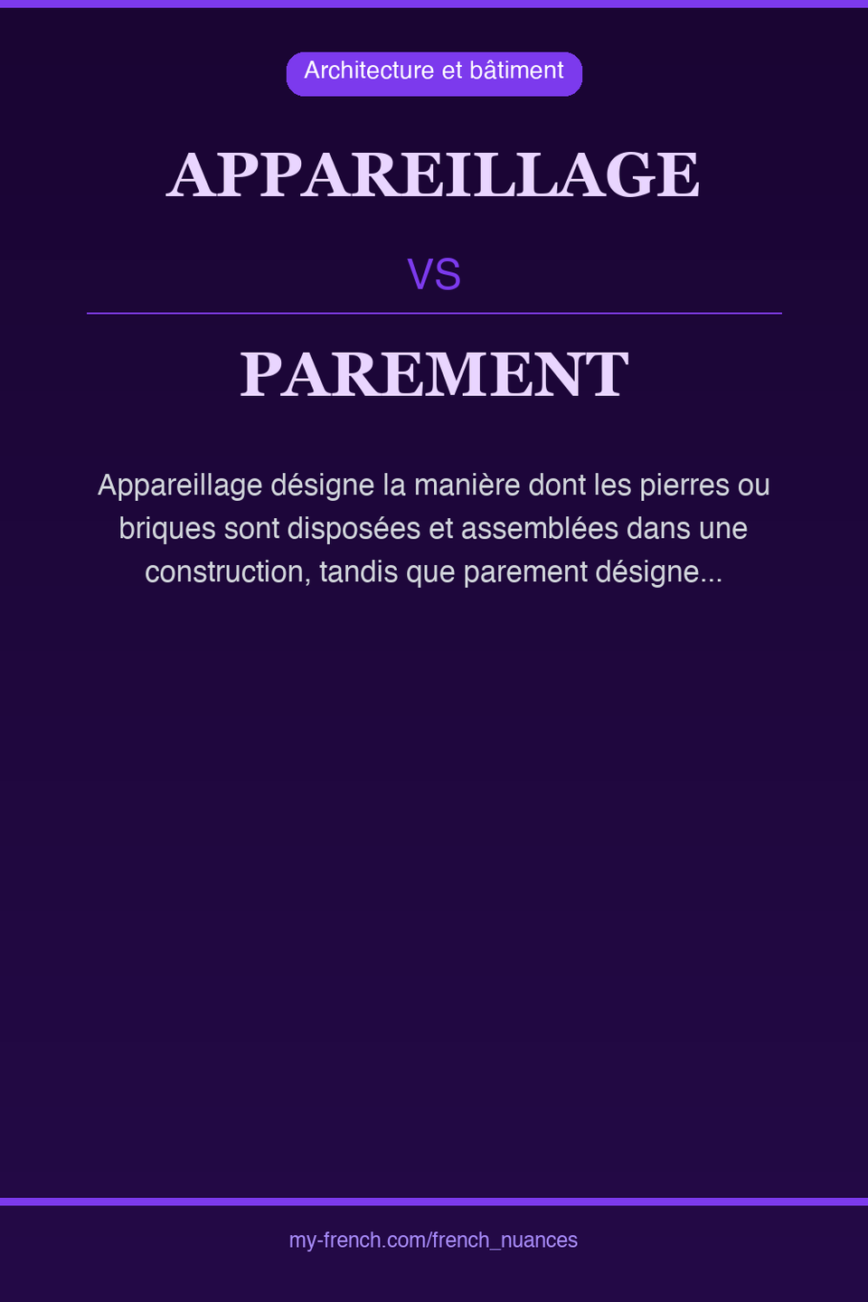 appareillage vs parement : quelle nuance ?