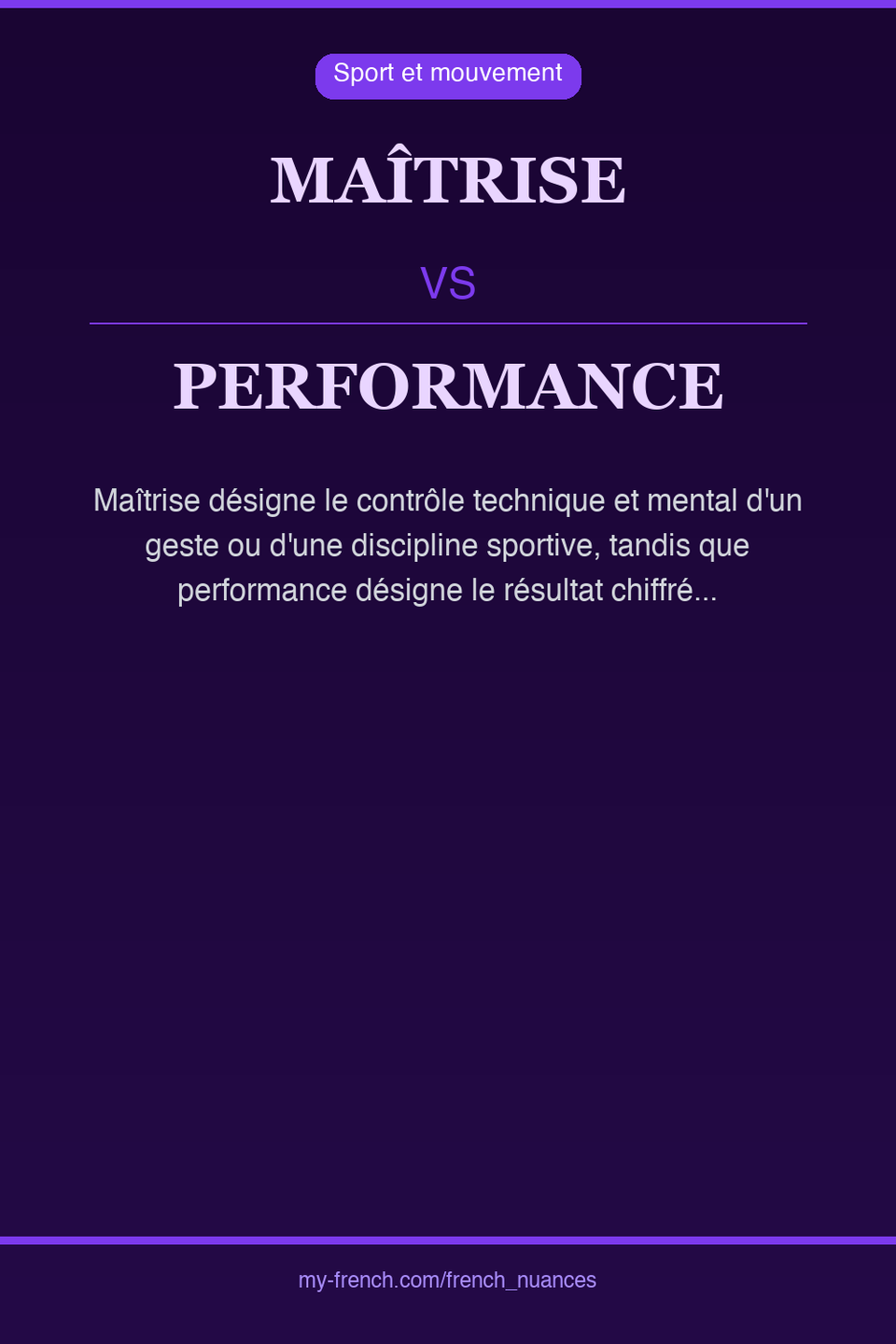 maîtrise vs performance : quelle nuance ?