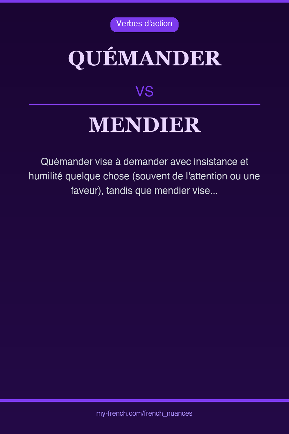 quémander vs mendier : quelle nuance ?