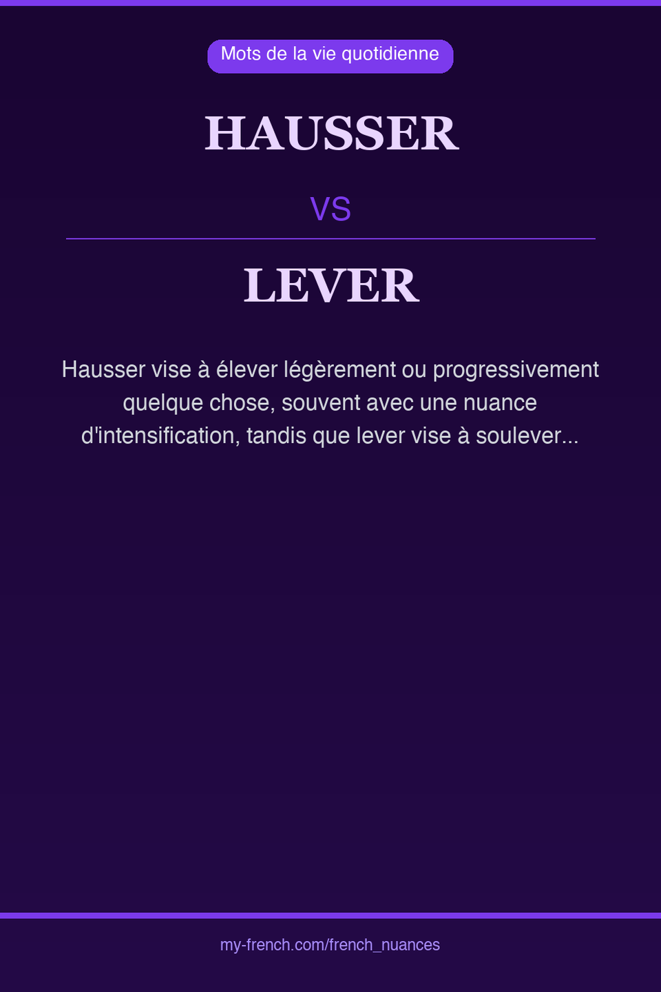hausser vs lever : quelle nuance ?