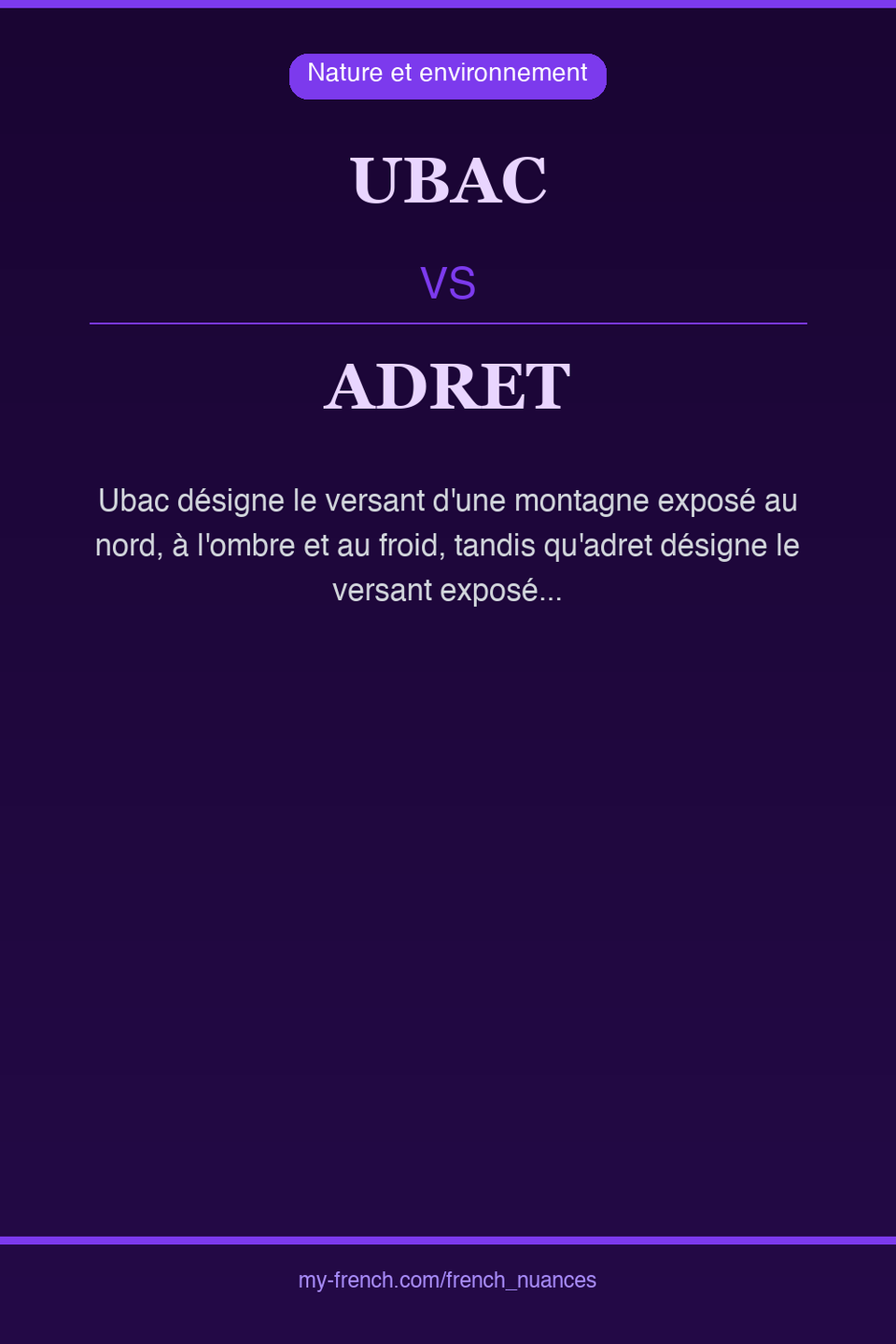 ubac vs adret : quelle nuance ?