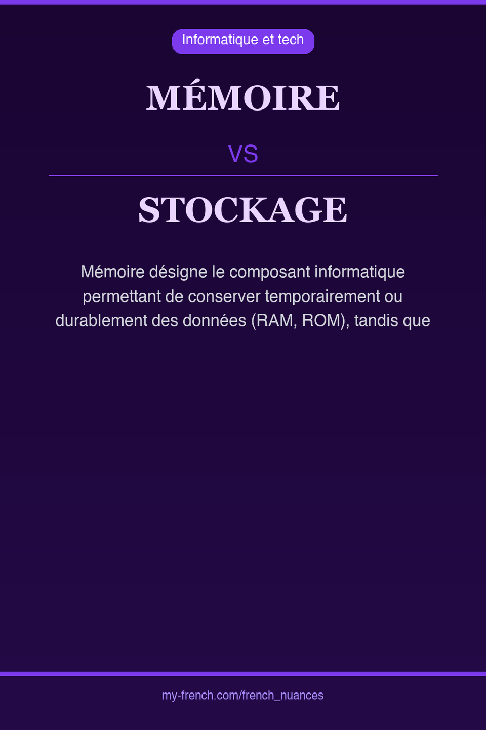 mémoire vs stockage : quelle nuance ?