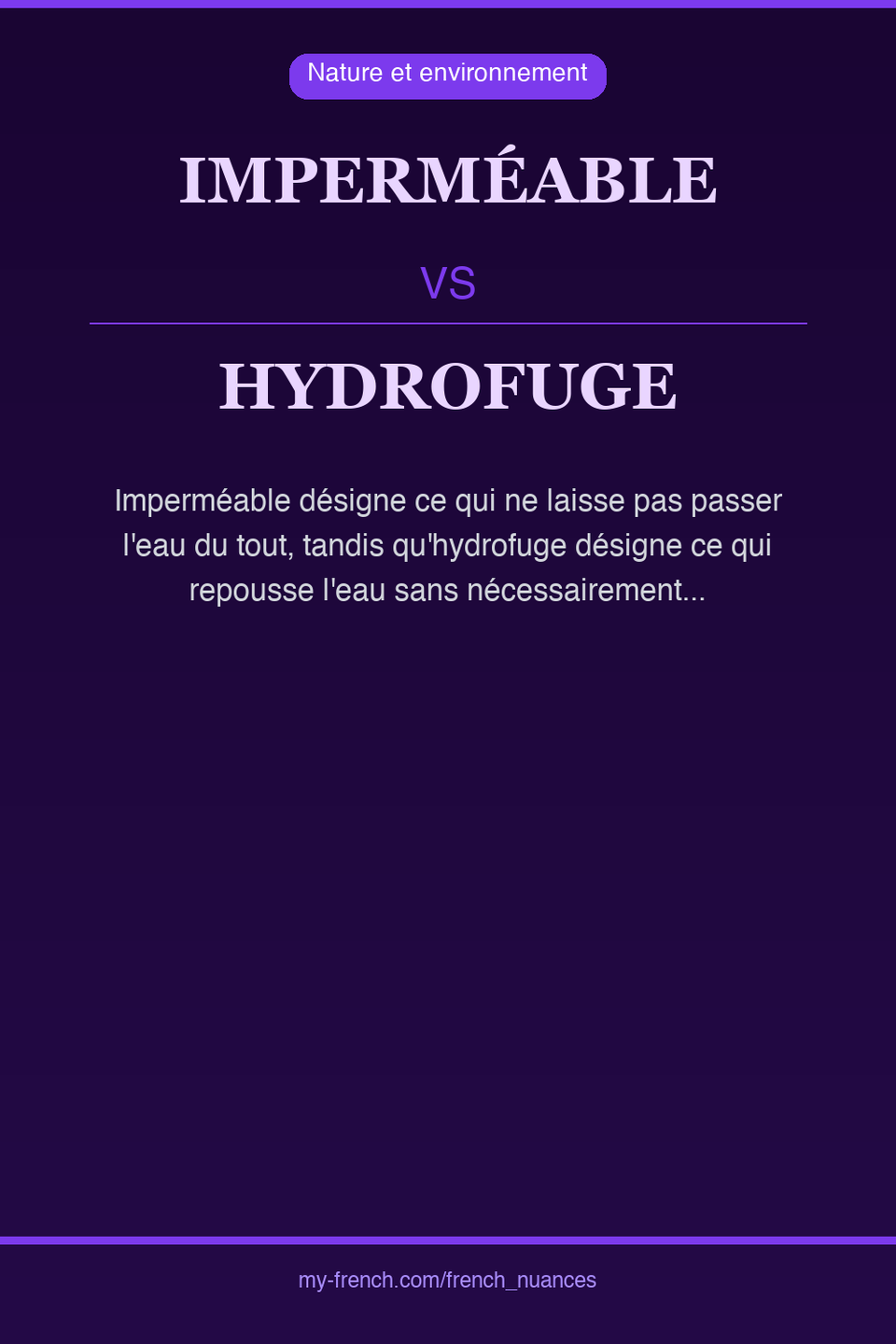 imperméable vs hydrofuge : quelle nuance ?