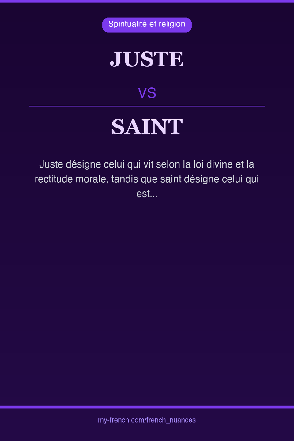 juste vs saint : quelle nuance ?