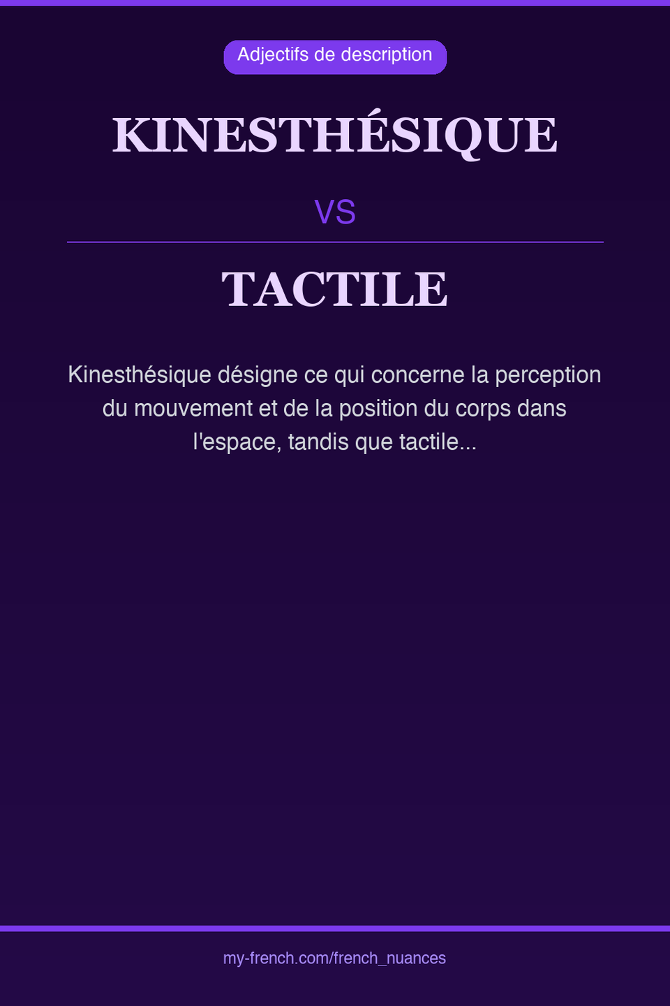 kinesthésique vs tactile : quelle nuance ?