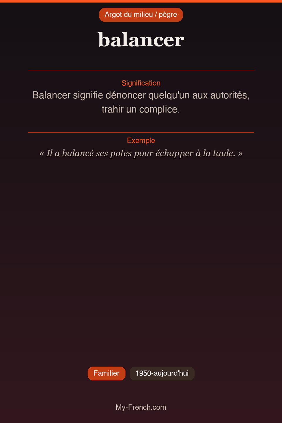 Argot français : « balancer »