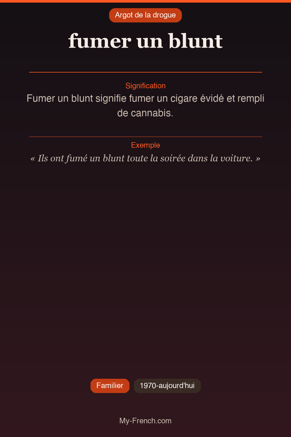 Argot français : « fumer un blunt »