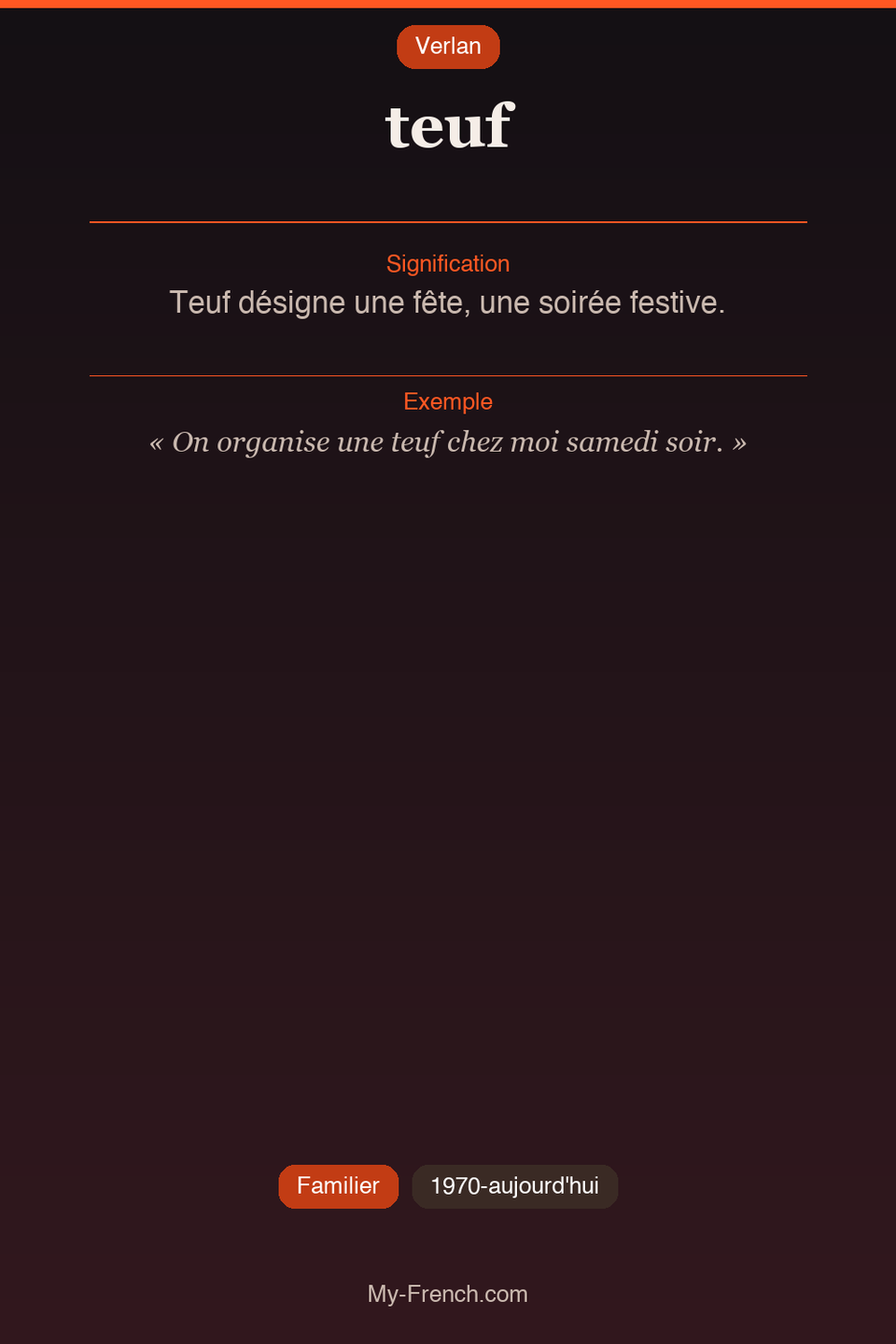 Argot français : « teuf »