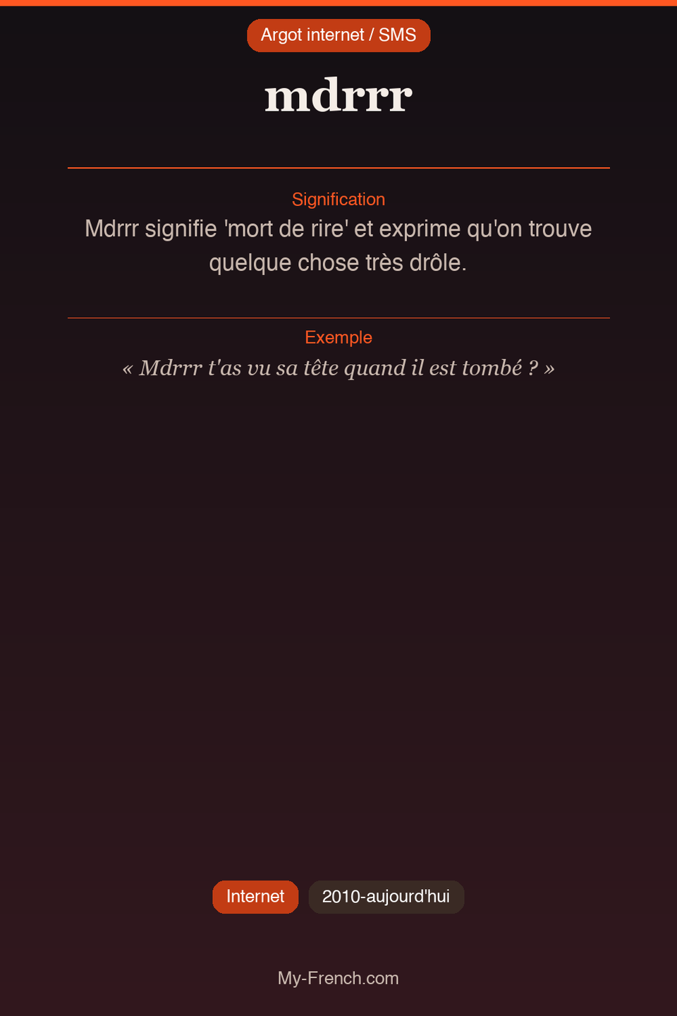 Argot français : « mdrrr »