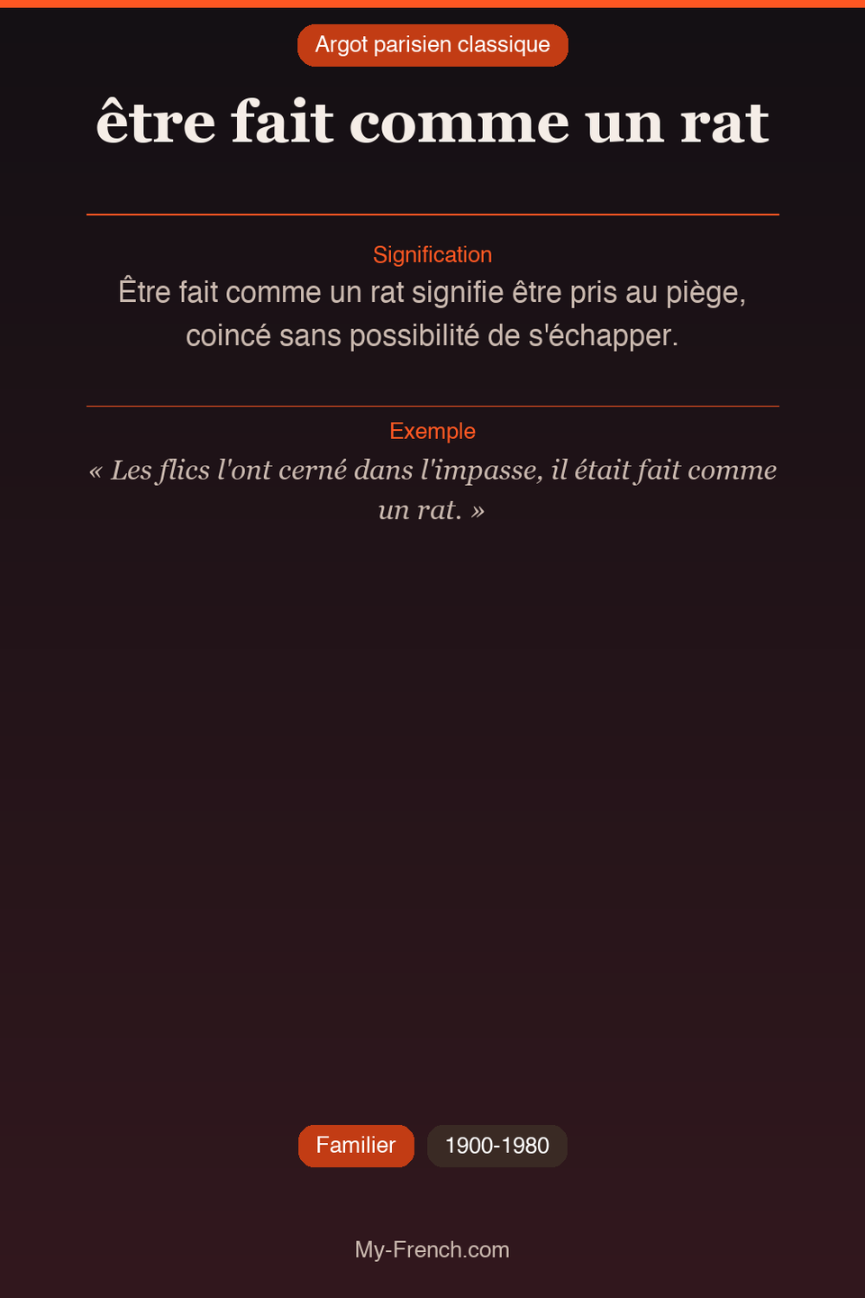 Argot français : « être fait comme un rat »