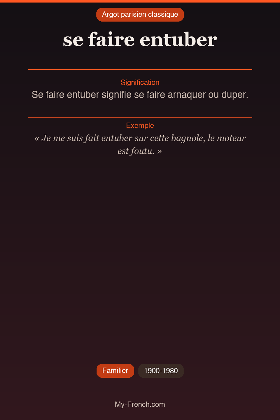 Argot français : « se faire entuber »