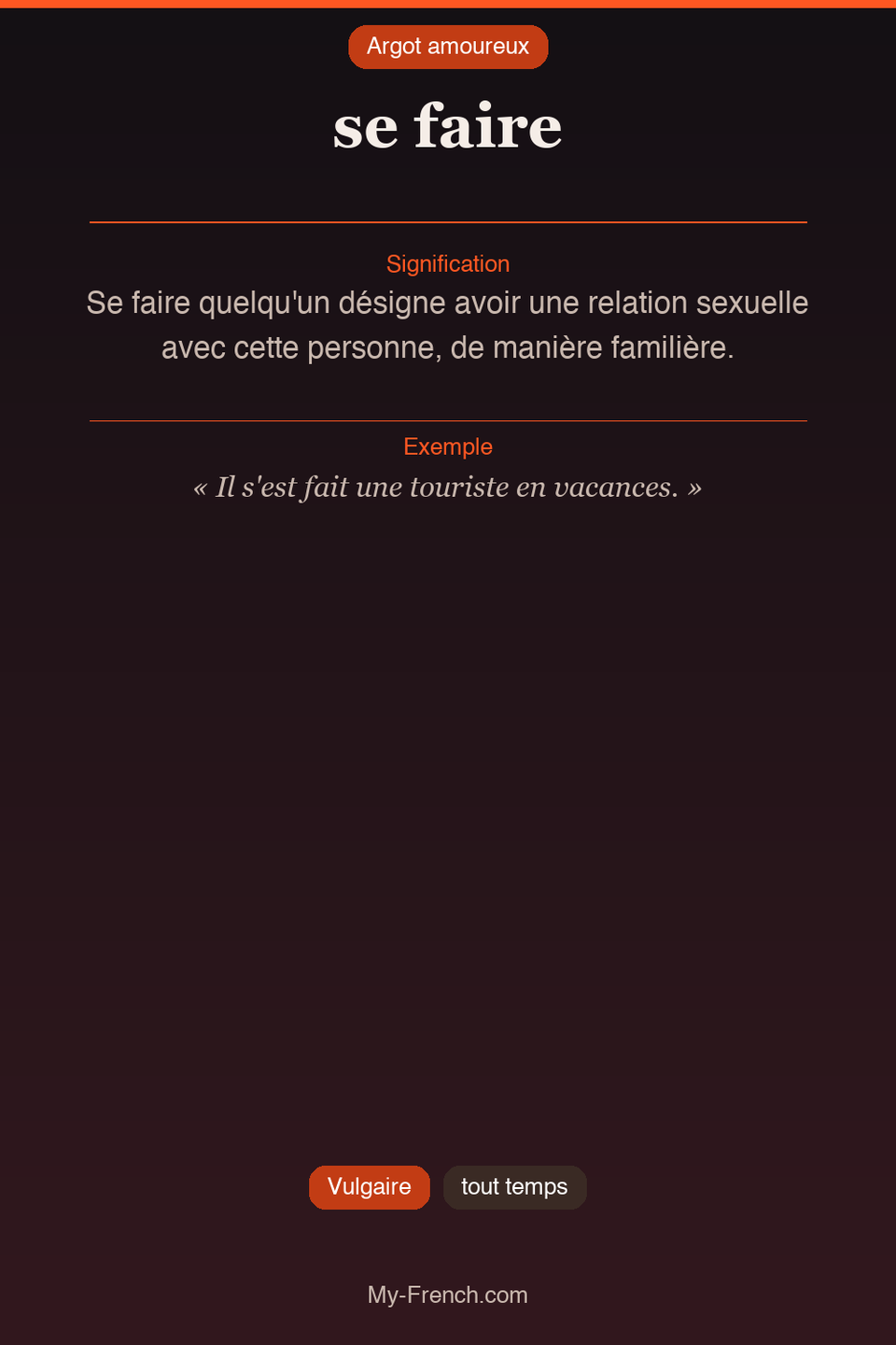 Argot français : « se faire »