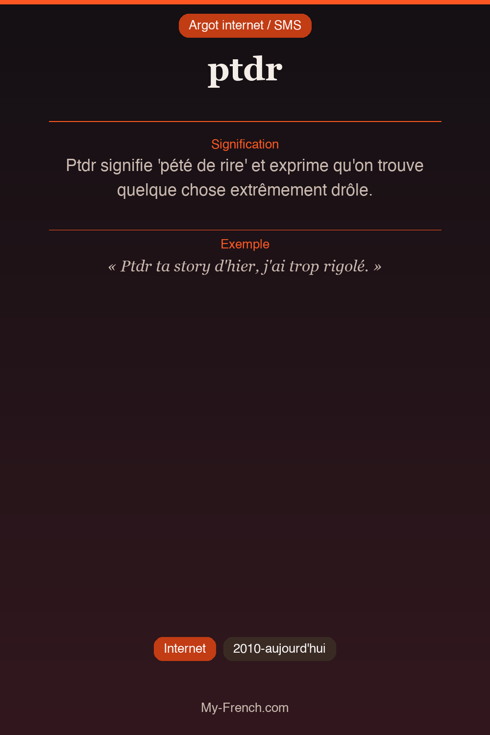 Argot français : « ptdr »