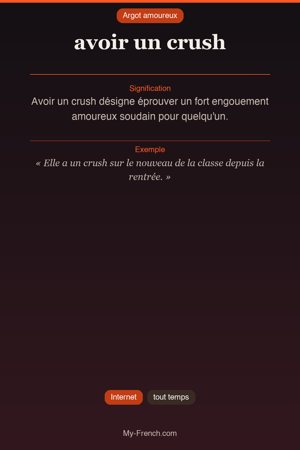 Argot français : « avoir un crush »