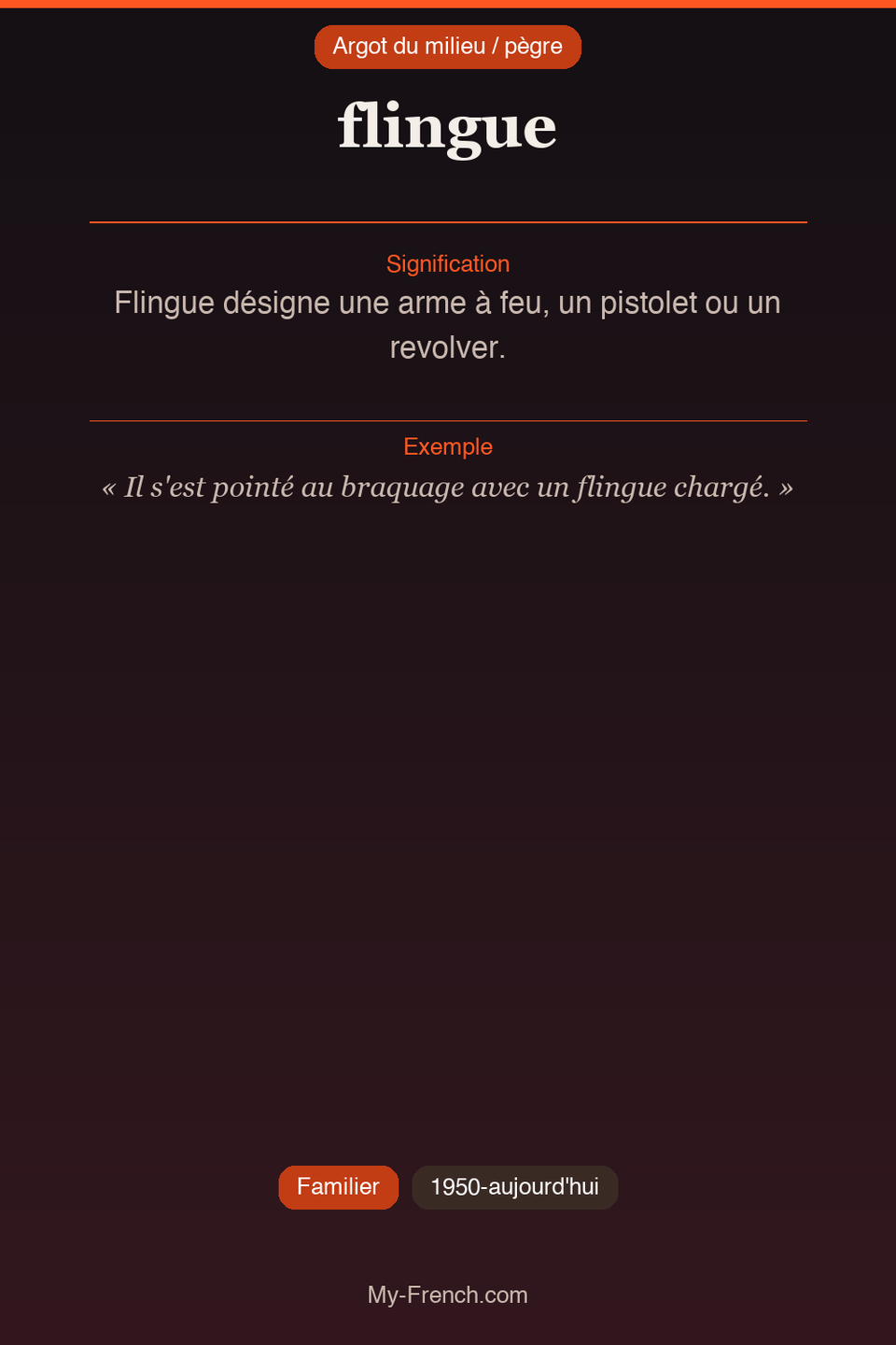 Argot français : « flingue »