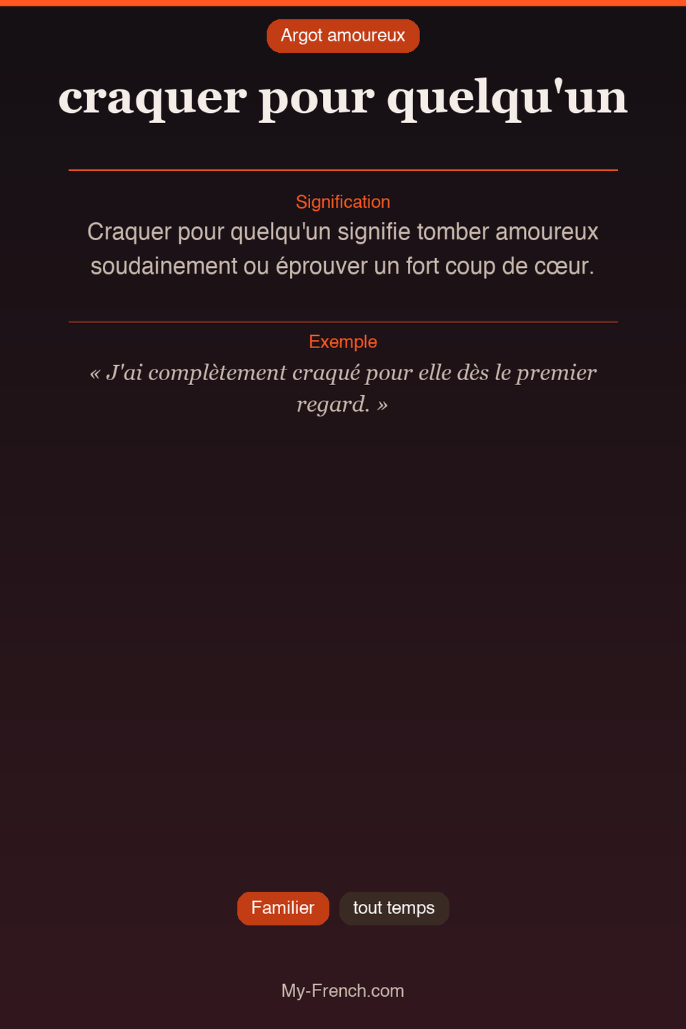 Argot français : « craquer pour quelqu'un »