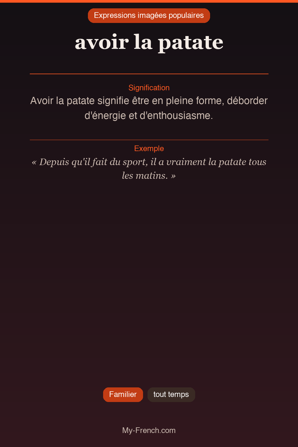 Argot français : « avoir la patate »