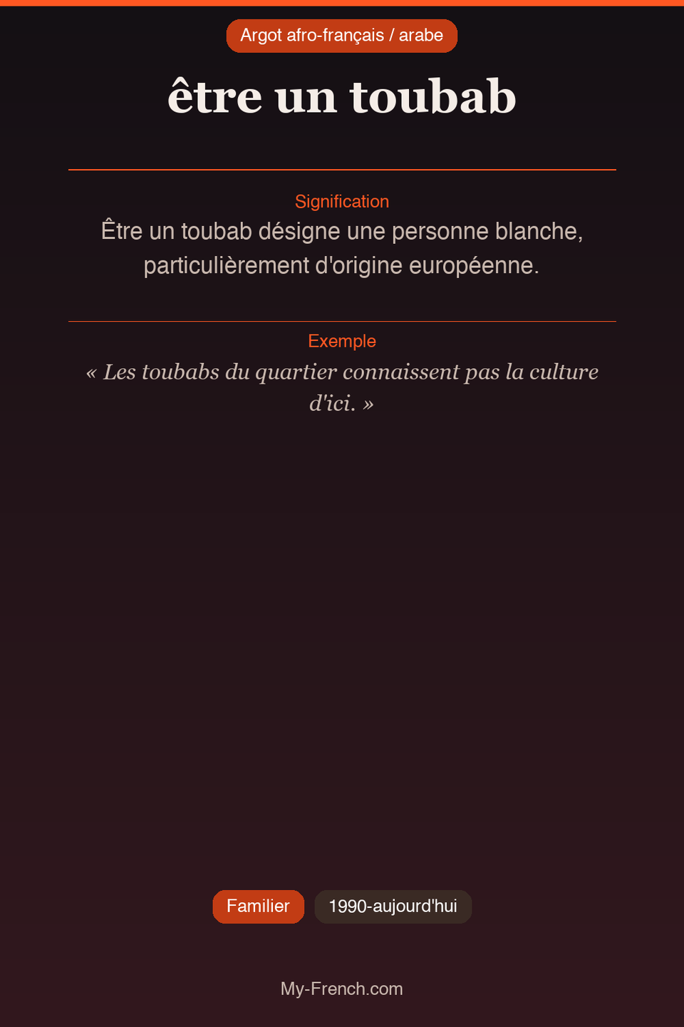 Argot français : « être un toubab »