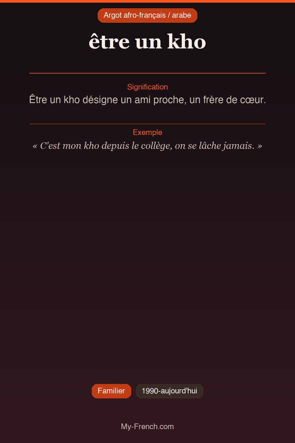 Argot français : « être un kho »