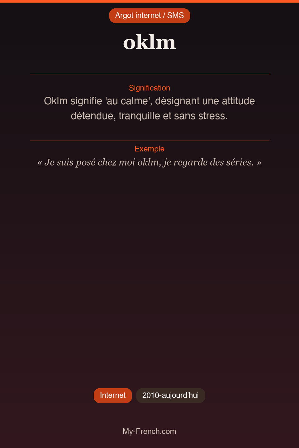 Argot français : « oklm »