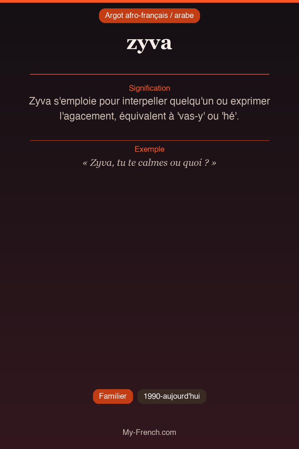 Argot français : « zyva »