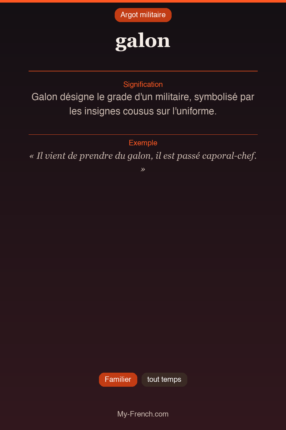 Argot français : « galon »
