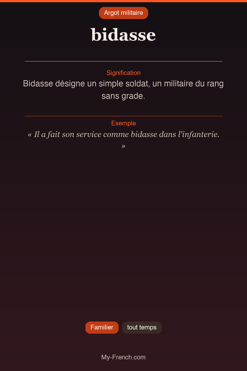 Argot français : « bidasse »