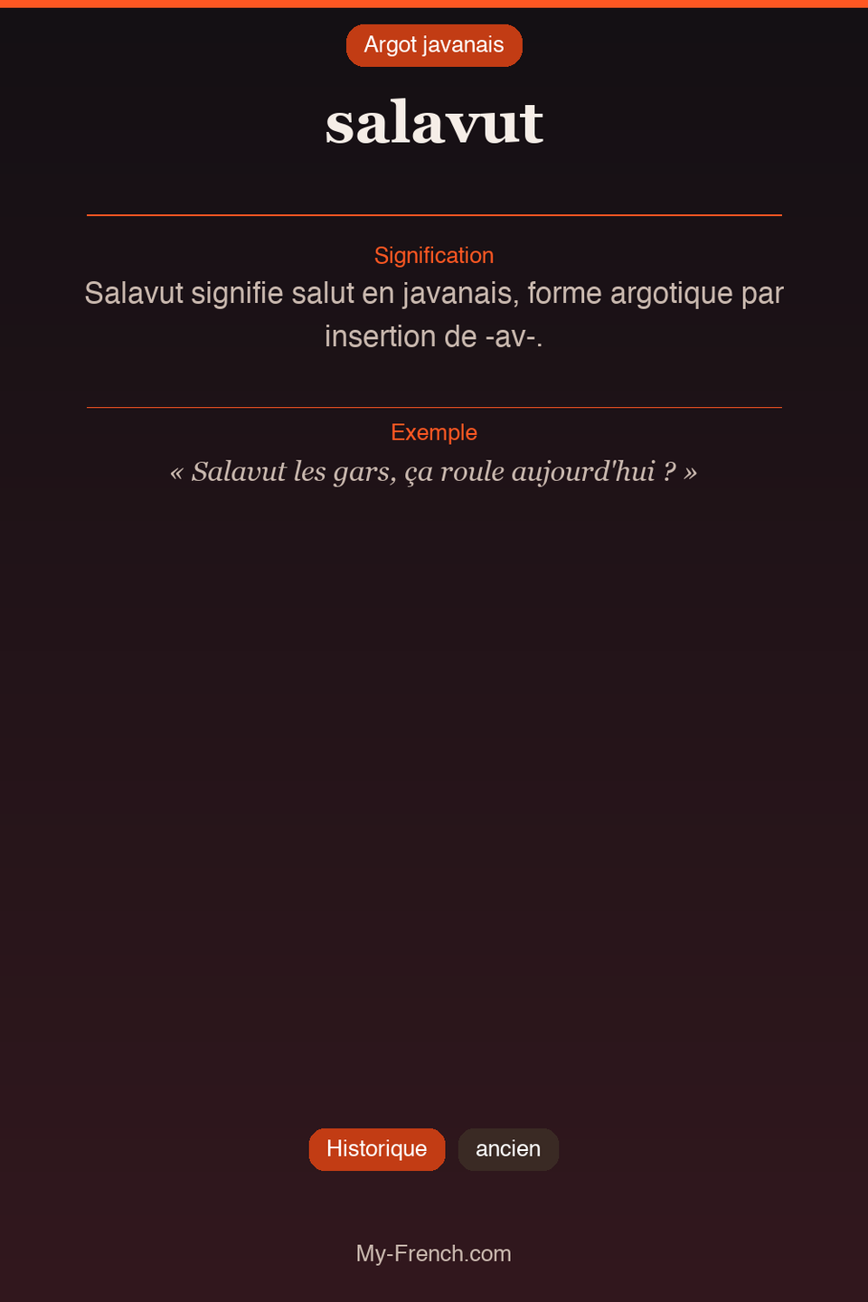 Argot français : « salavut »