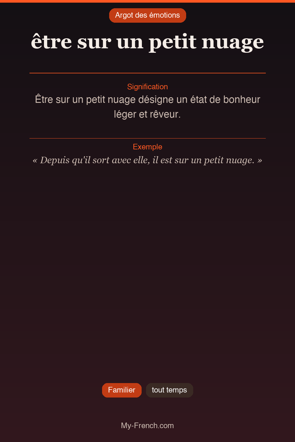Argot français : « être sur un petit nuage »
