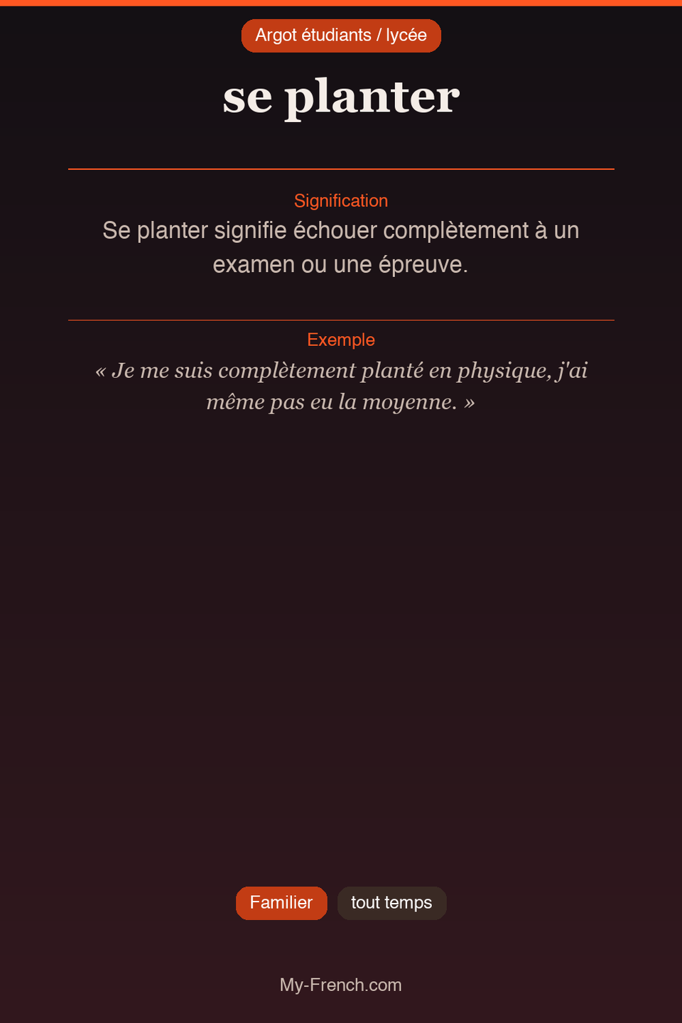 Argot français : « se planter »