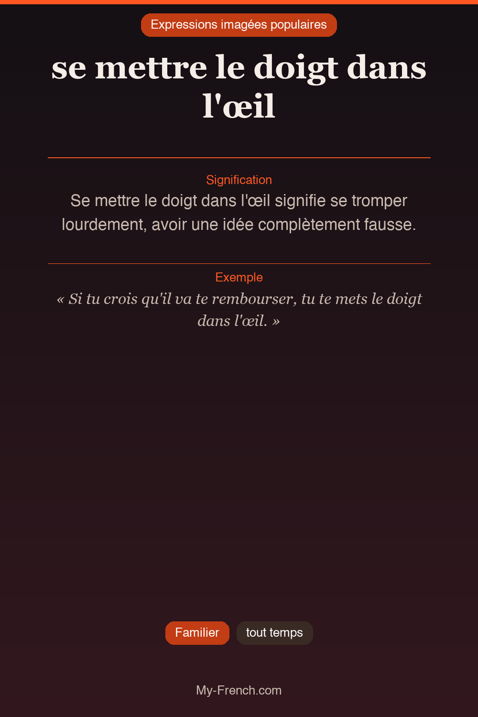 Argot français : « se mettre le doigt dans l'œil »