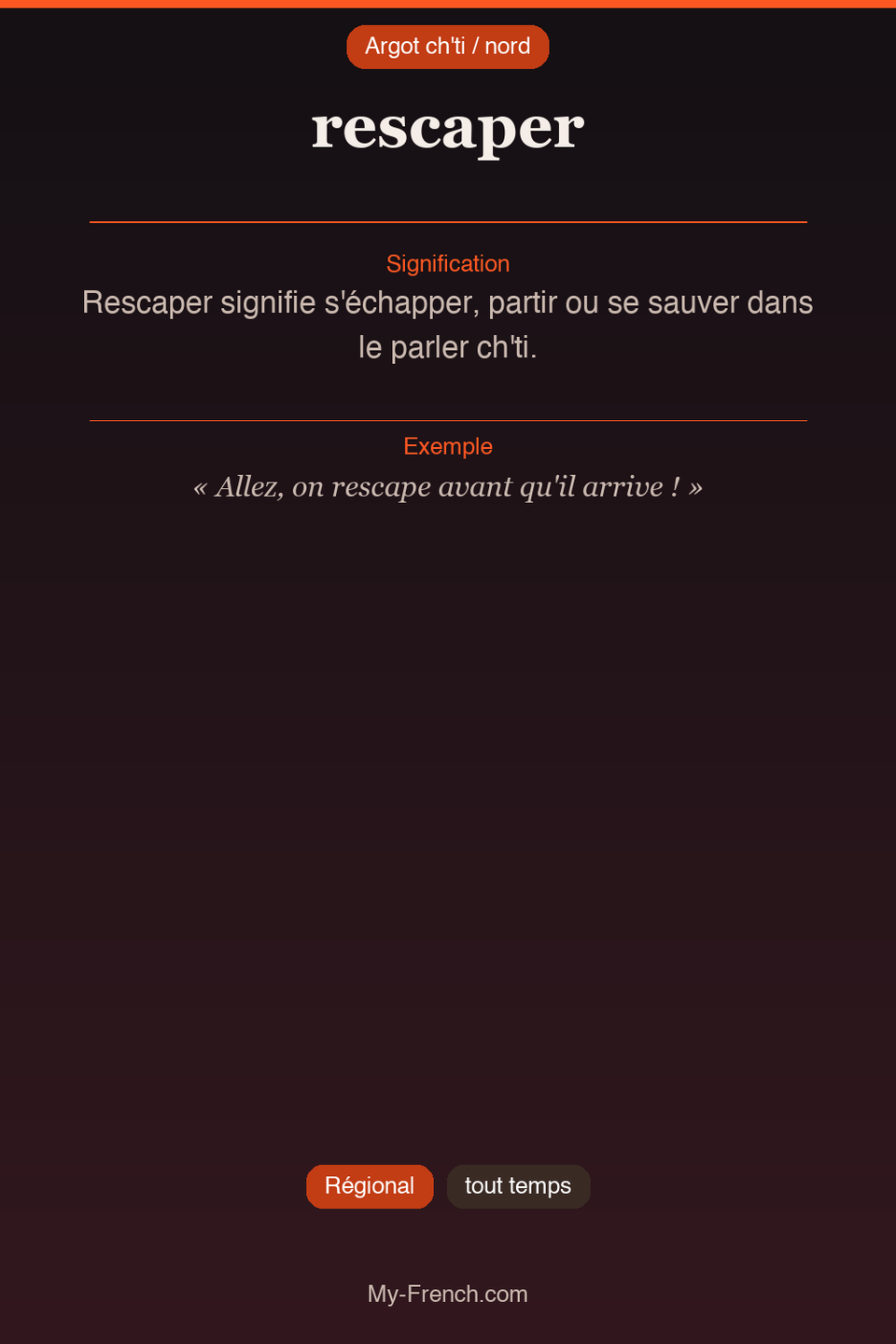 Argot français : « rescaper »