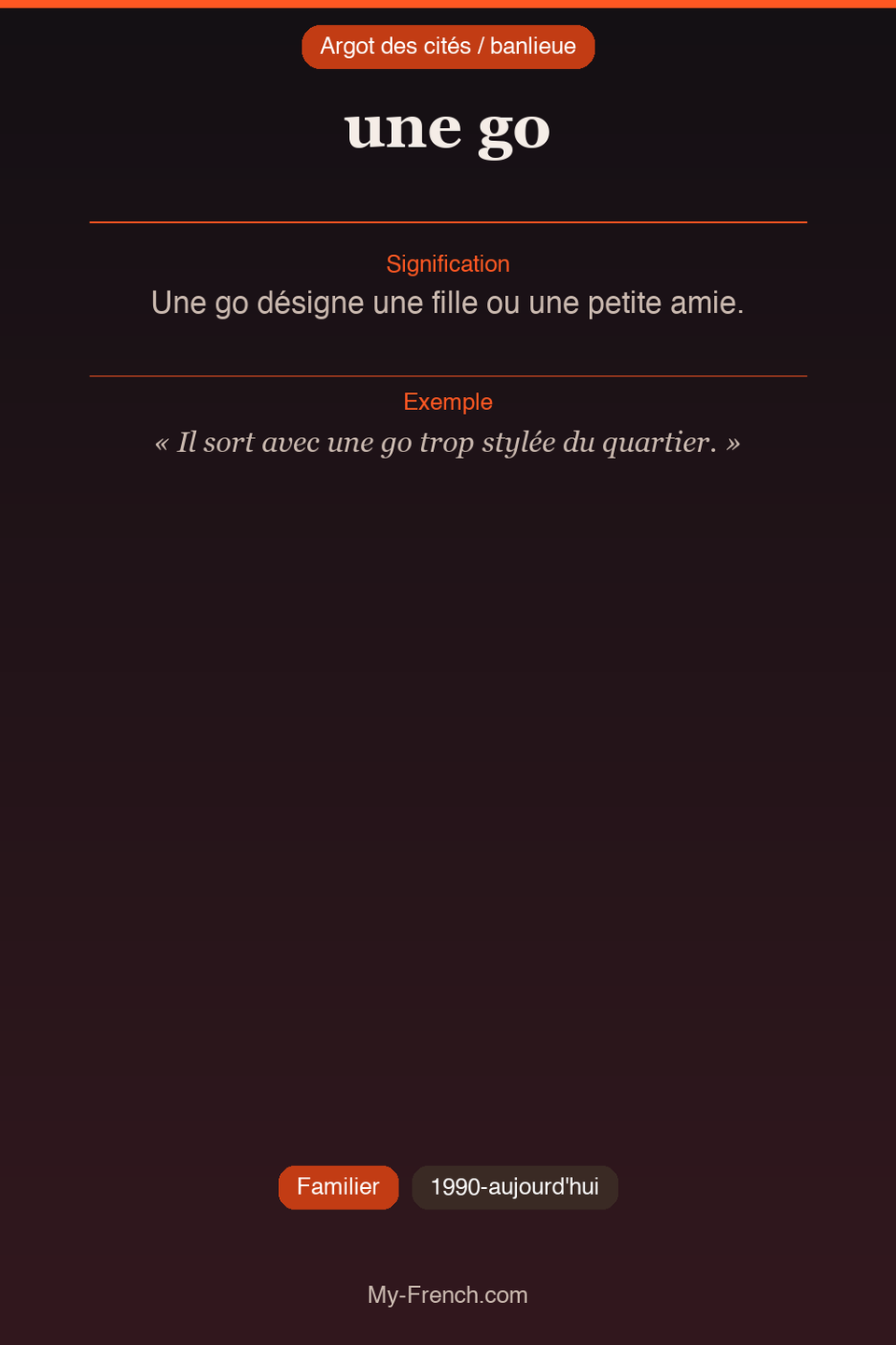 Argot français : « une go »