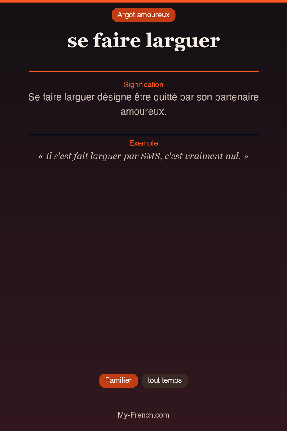 Argot français : « se faire larguer »
