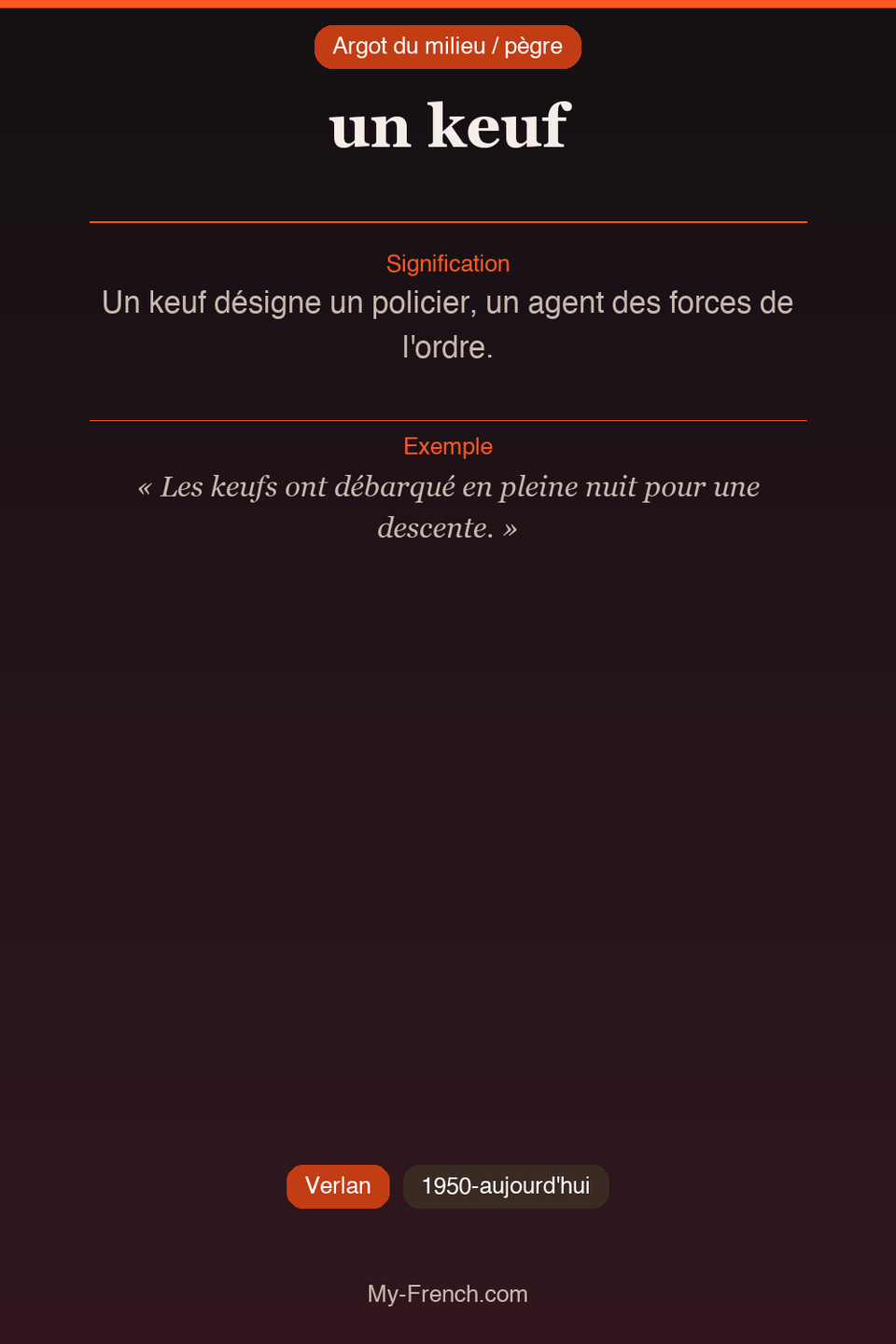 Argot français : « un keuf »