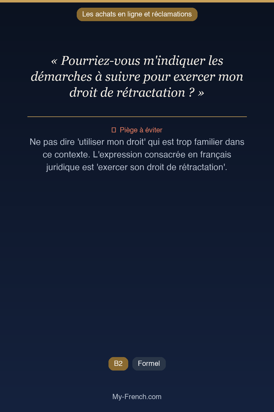 Français des affaires : « Pourriez-vous m'indiquer les démarches à suivre pour exercer mon droit »