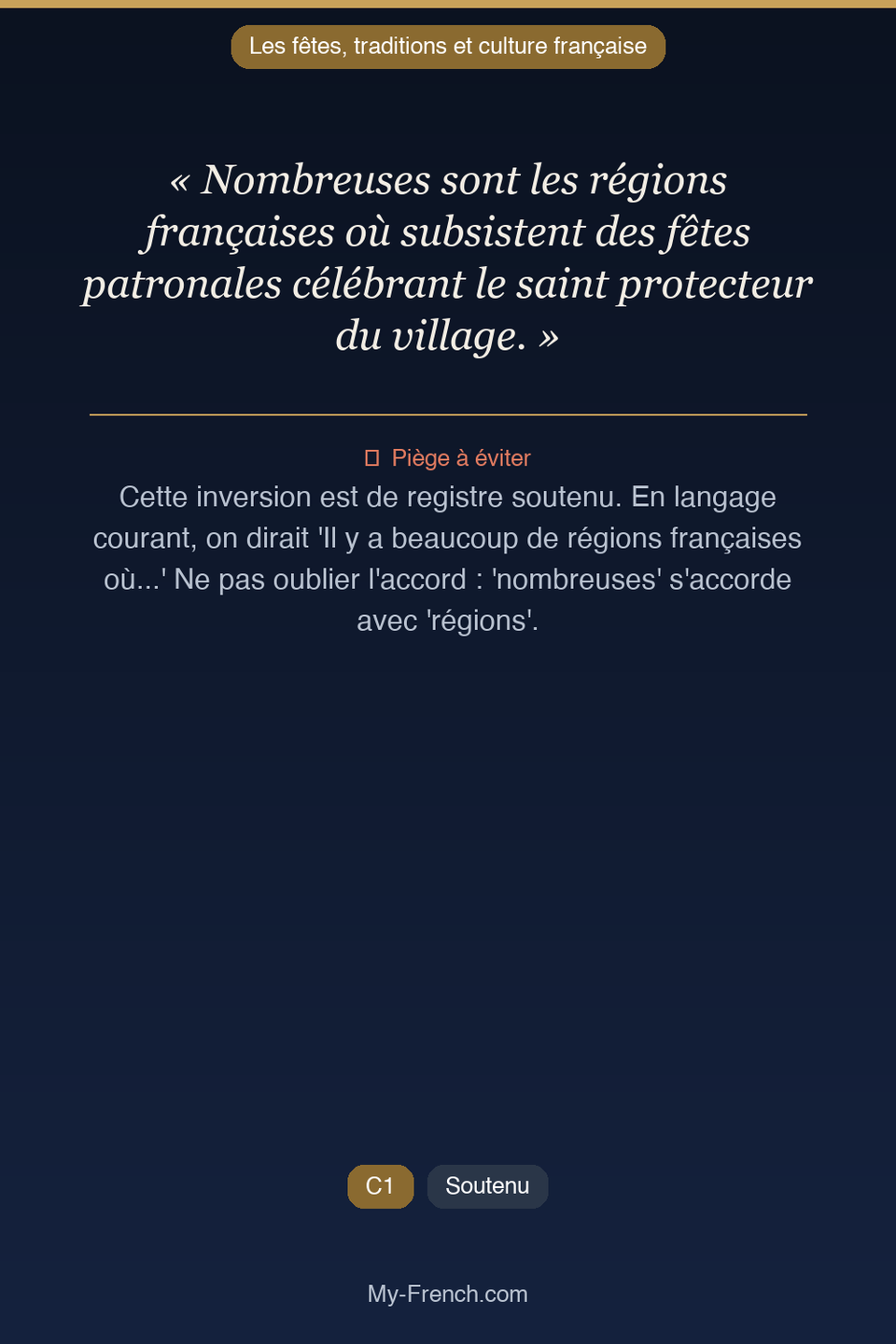 Français des affaires : « Nombreuses sont les régions françaises où subsistent des fêtes patrona »