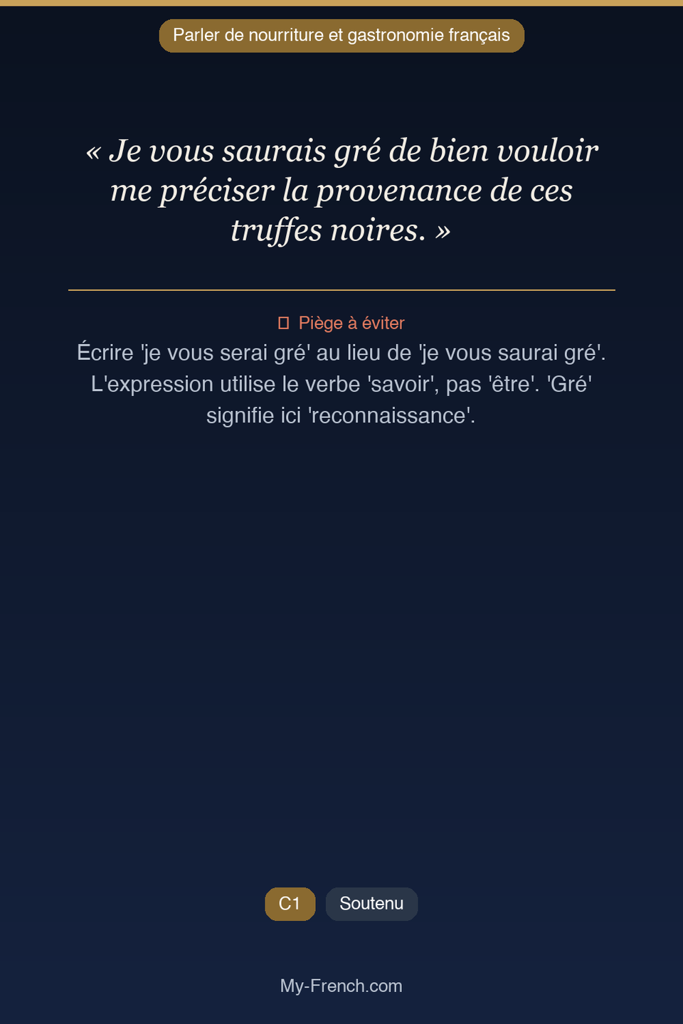 Français des affaires : « Je vous saurais gré de bien vouloir me préciser la provenance de ces t »