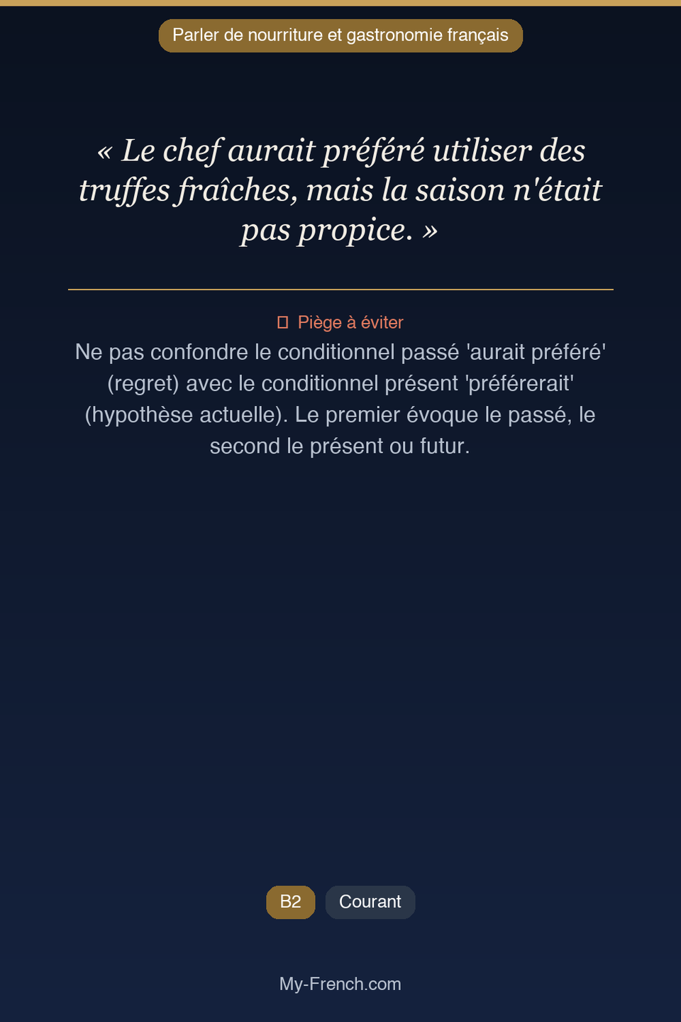 Français des affaires : « Le chef aurait préféré utiliser des truffes fraîches, mais la saison n »