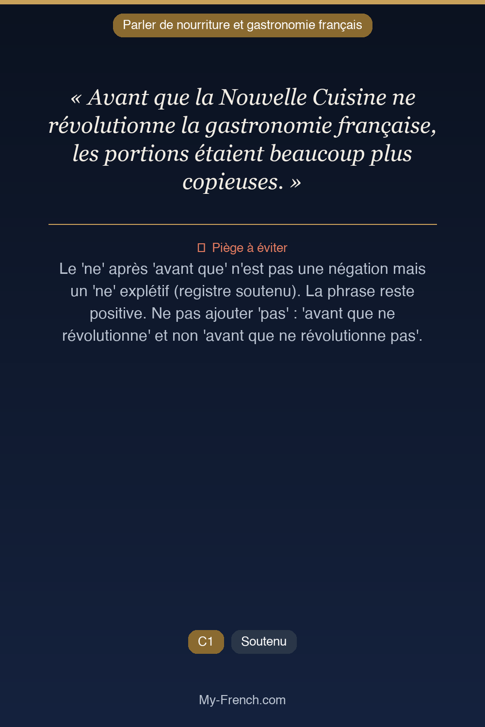 Français des affaires : « Avant que la Nouvelle Cuisine ne révolutionne la gastronomie française »