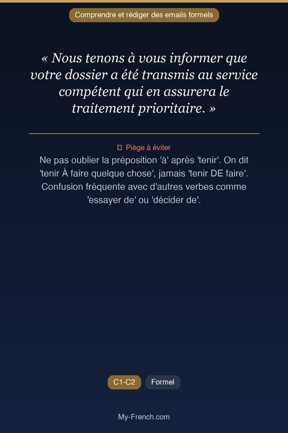 Français des affaires : « Nous tenons à vous informer que votre dossier a été transmis au servic »