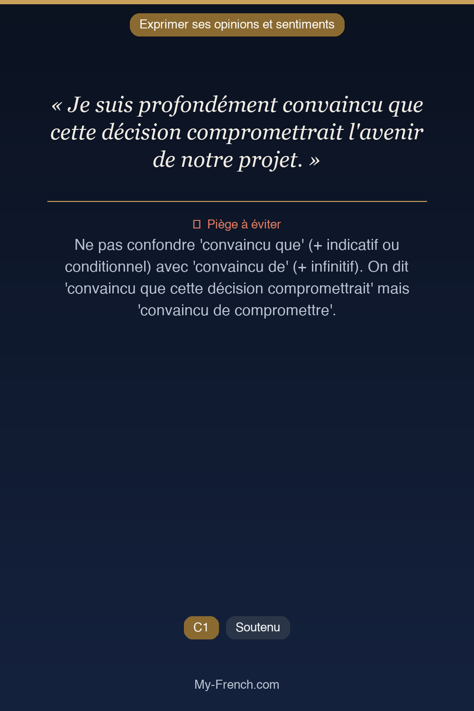Français des affaires : « Je suis profondément convaincu que cette décision compromettrait l'ave »